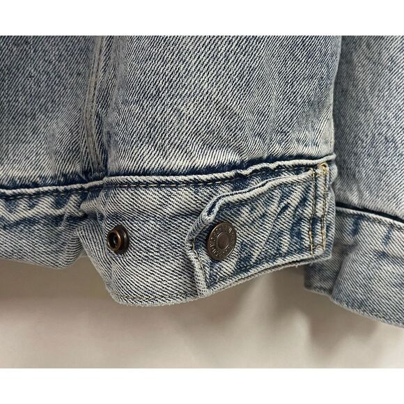 LEVI'S Trucker Jacket Men's Small Blue Denim Jean Cotton Sherpa Lined Light Wash - Picture 8 of 14